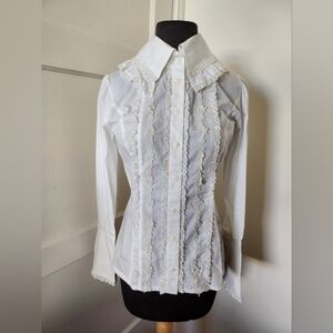 Innocent World Lace Trim Corset Back High Collar Lolita Blouse S